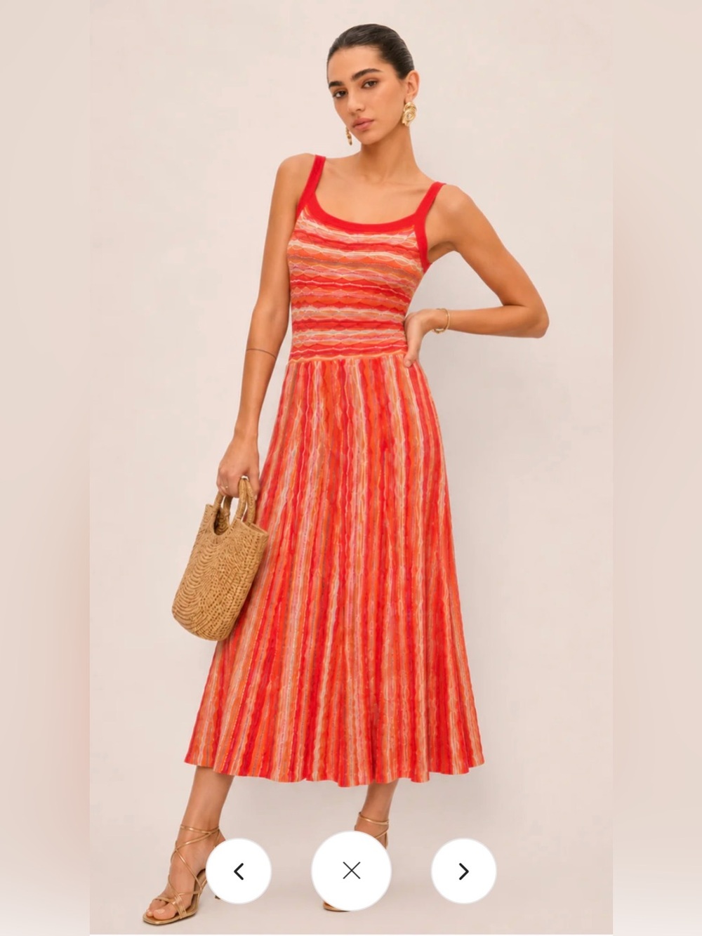 Commense Colorful Stripe Knit Slip Midi Dress